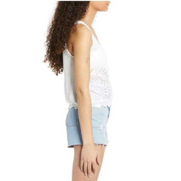 𝅺LOVE Fire Scalloped Hem Open Stitch Tank Top Small - Picture 3 of 10